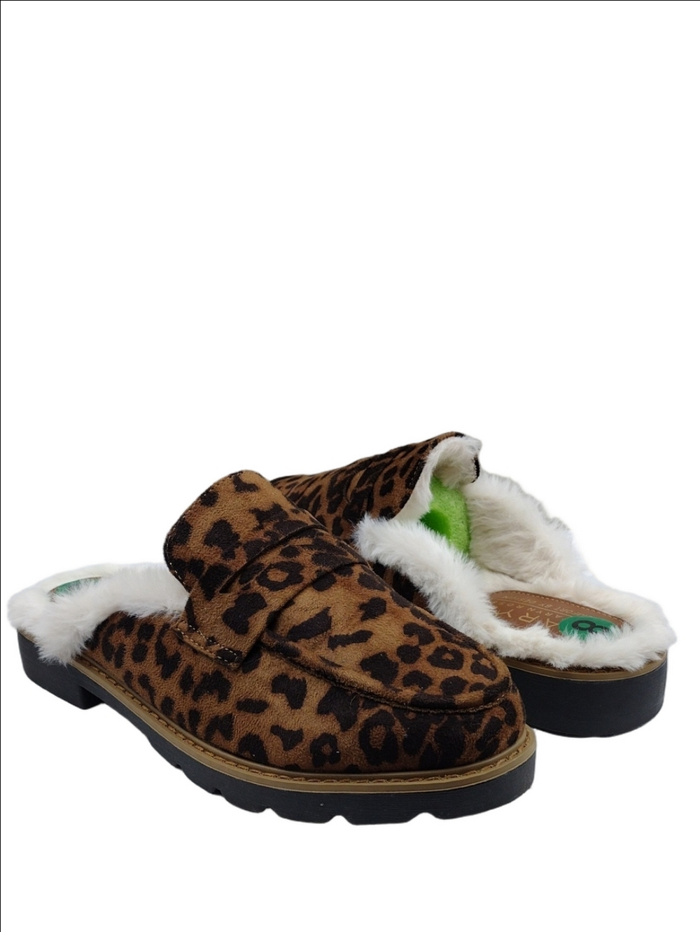 Taryn Rose Dora Comfort By Design Brown Suede Leopard Print Penny Loafer Mules